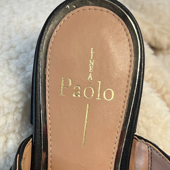 Linea Paolo Aurel Mules | Black Pointed Toe Flats w/ Double Chain | Size 8.5 - Picture 4 of 16